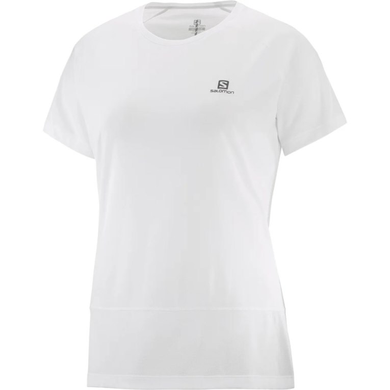 White Salomon Cross Run Short Sleeve Women's T-Shirts | PH 10987A